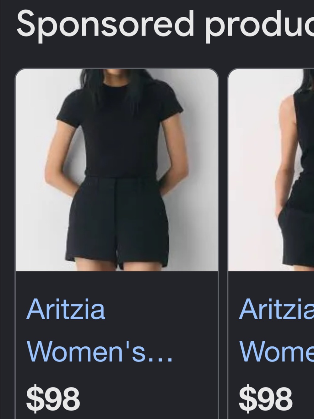 Aritzia Black High-Rise Tailored Shorts